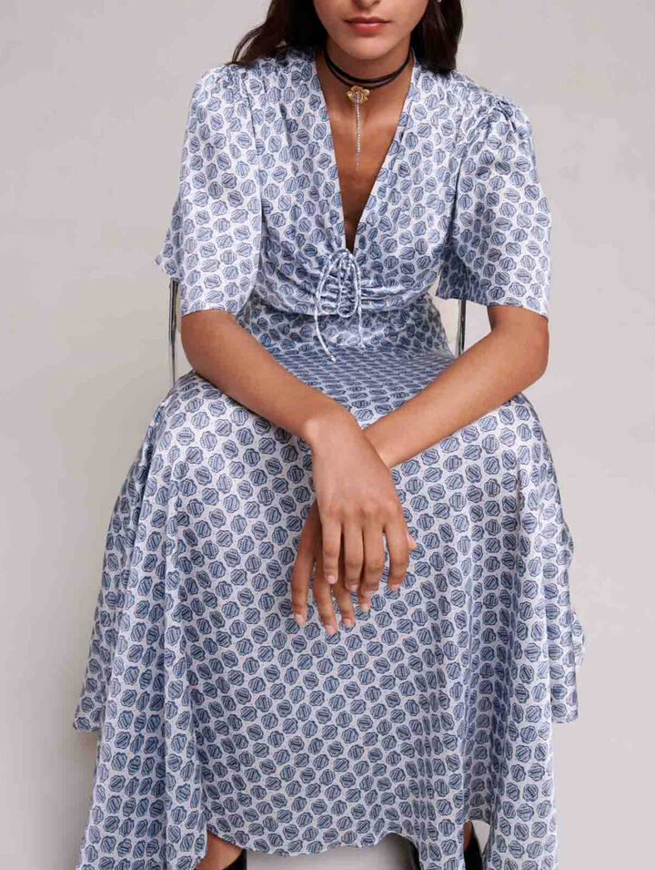 Long asymmetric satin dress