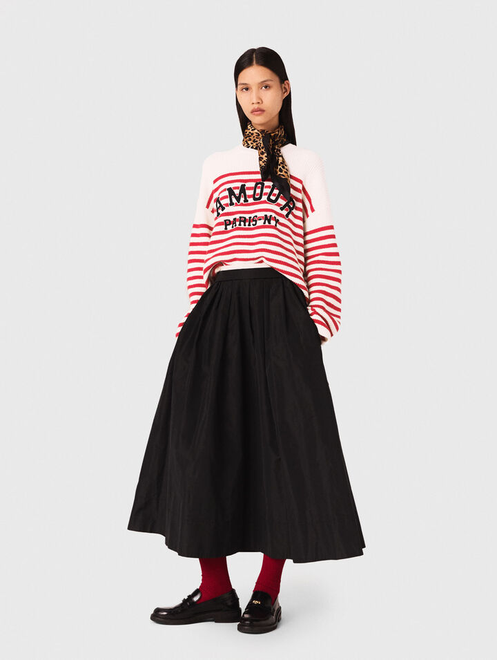 Long skirt with contrast waistband