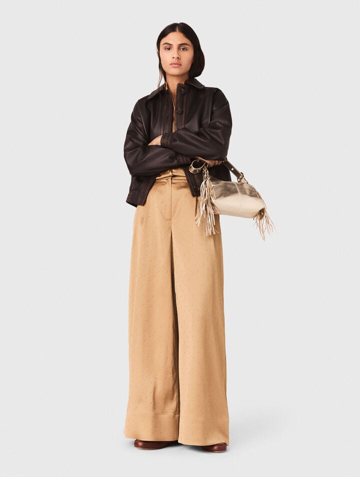 Rhinestone satin trousers