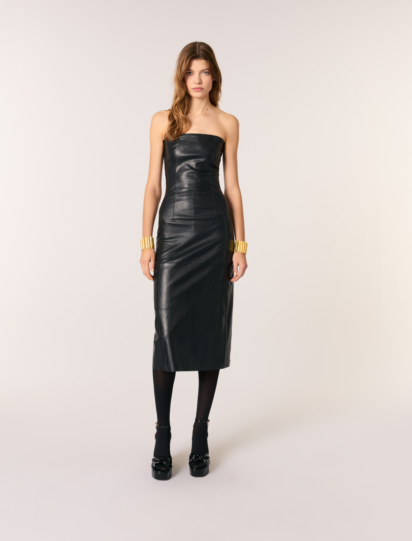 Maje leather dress clearance