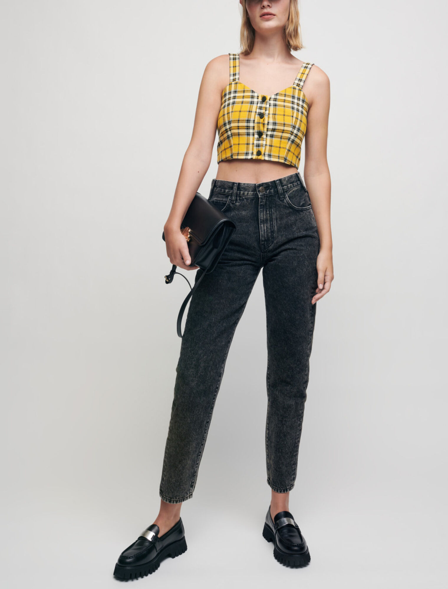 Tartan plaid crop top