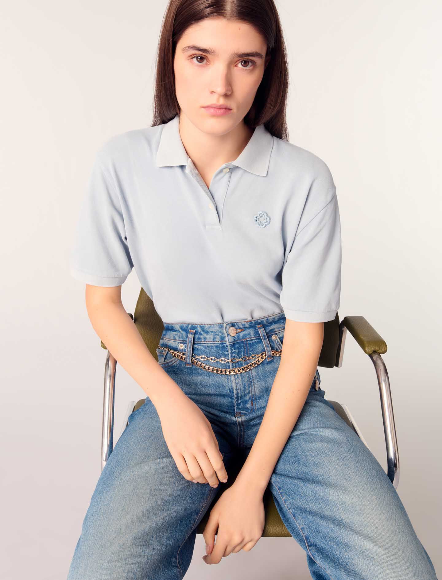 Jeans with chain-link belt - High waist jeans | Maje