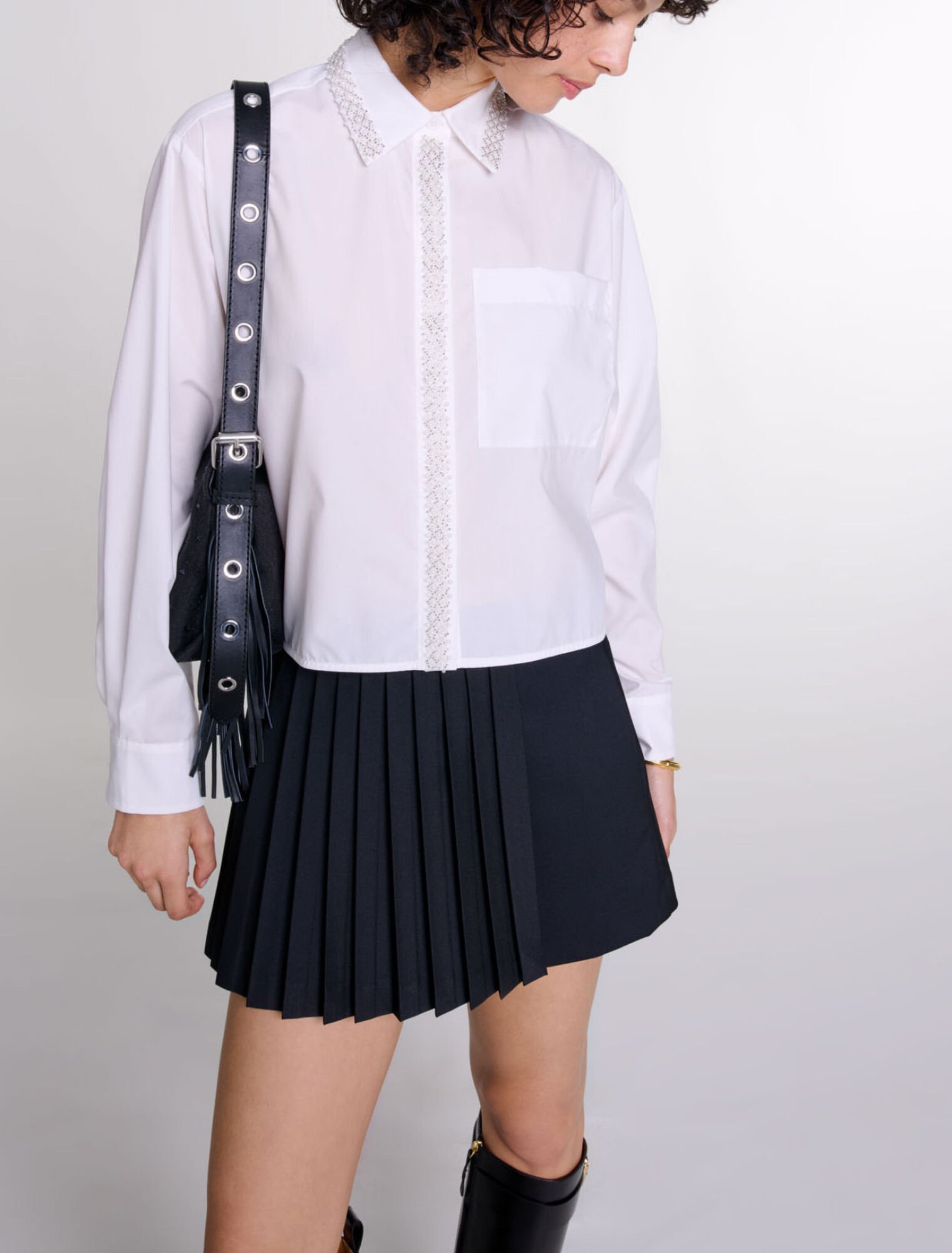 Beaded cropped shirt