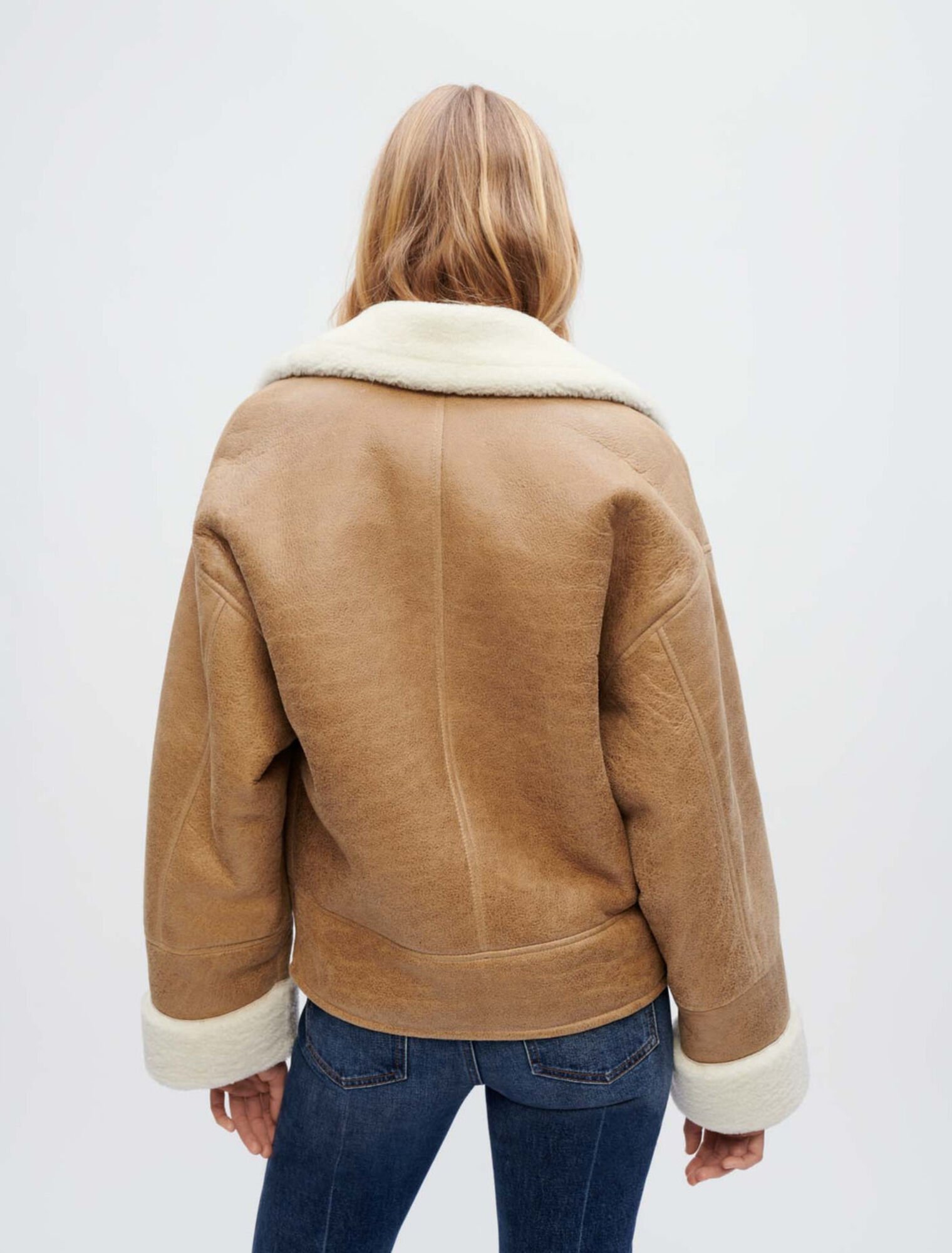 Two-tone shearling coat
