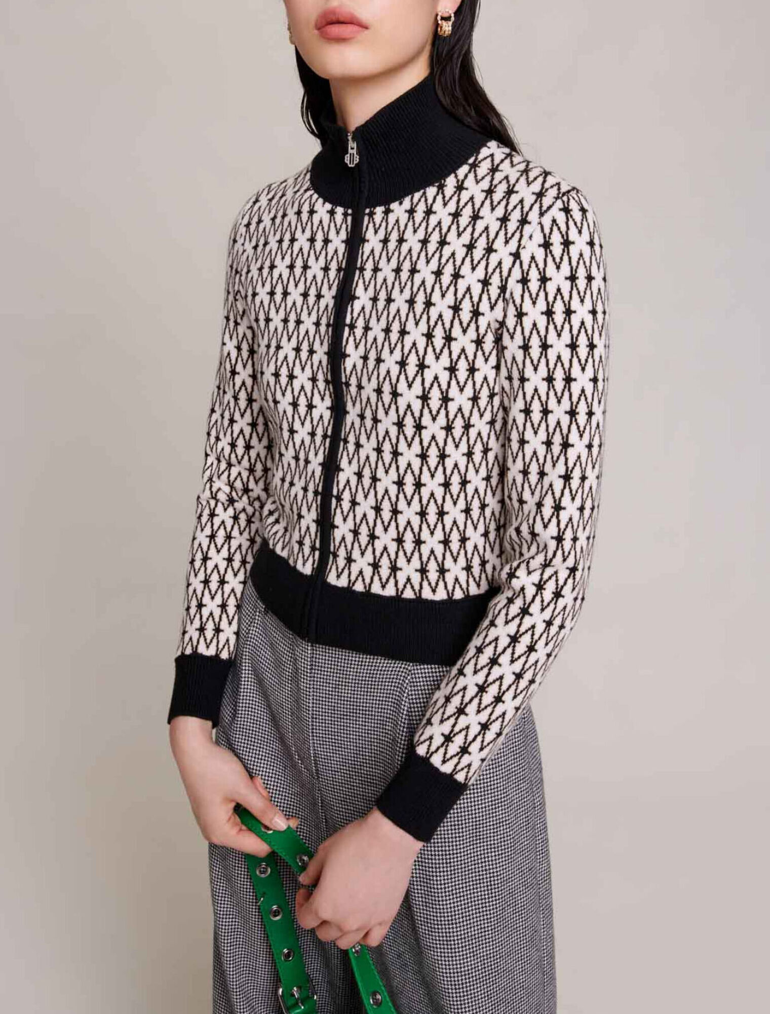 Monogrammed knit cardigan