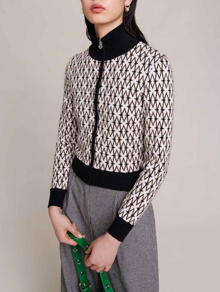 Monogrammed knit cardigan