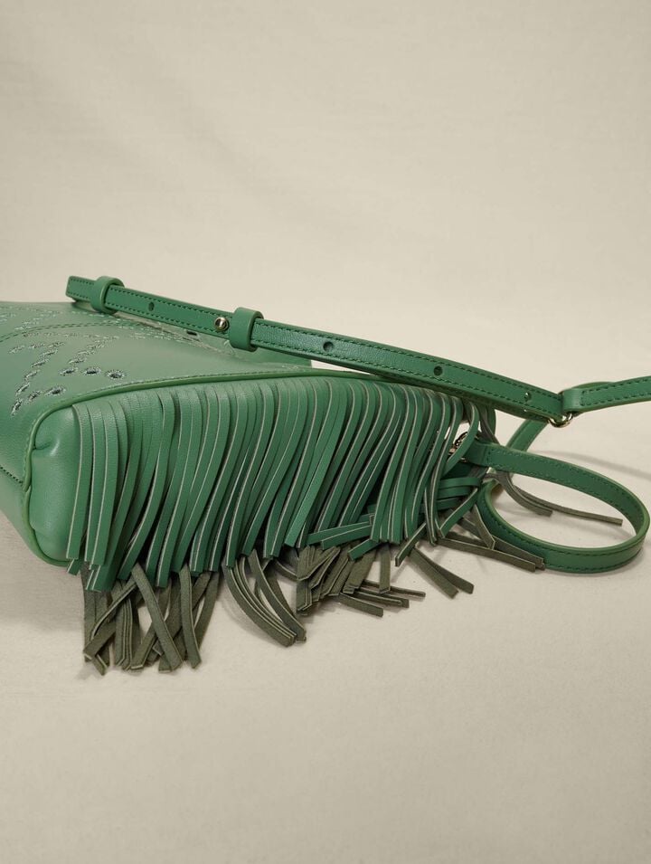 Perforated, fringed leather M bag