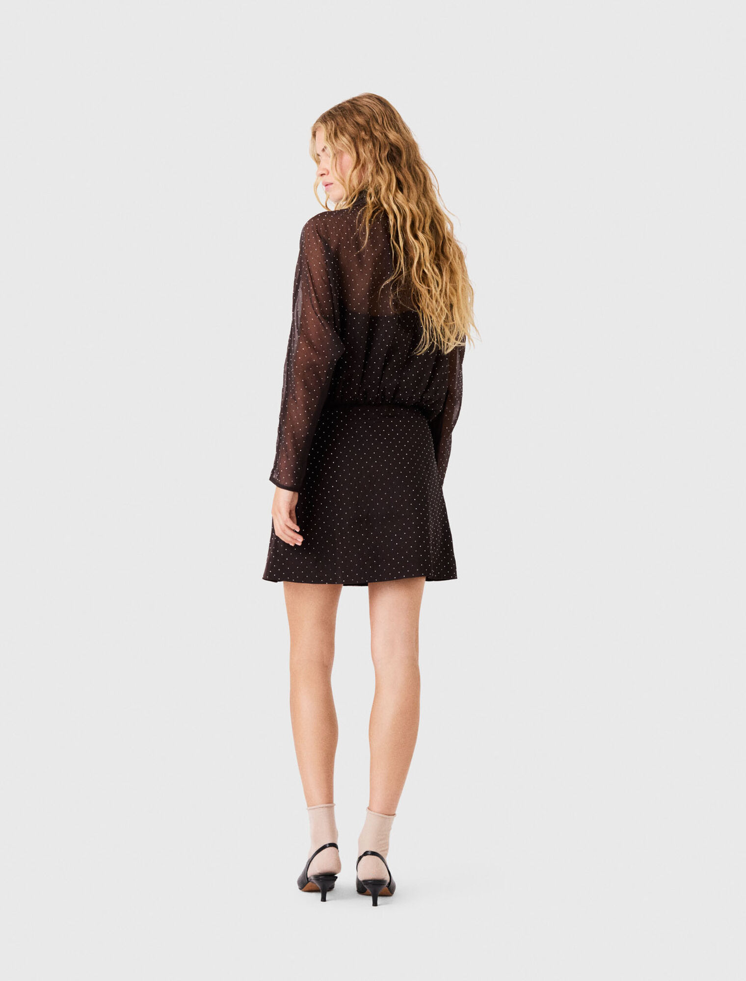 Short rhinestone tie-neck dress