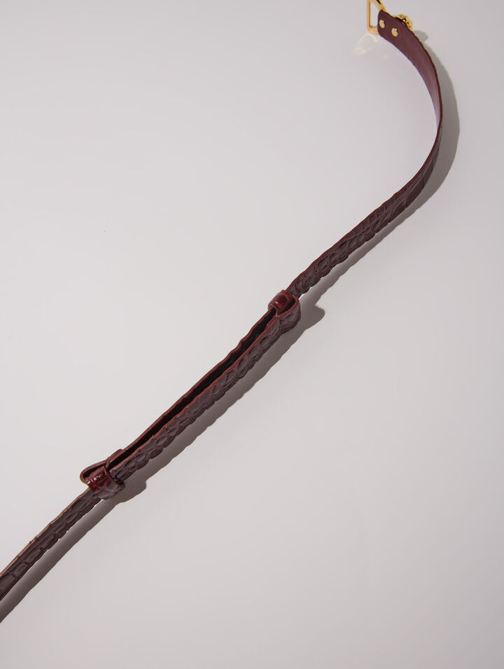 Thin leather belt with lion bit