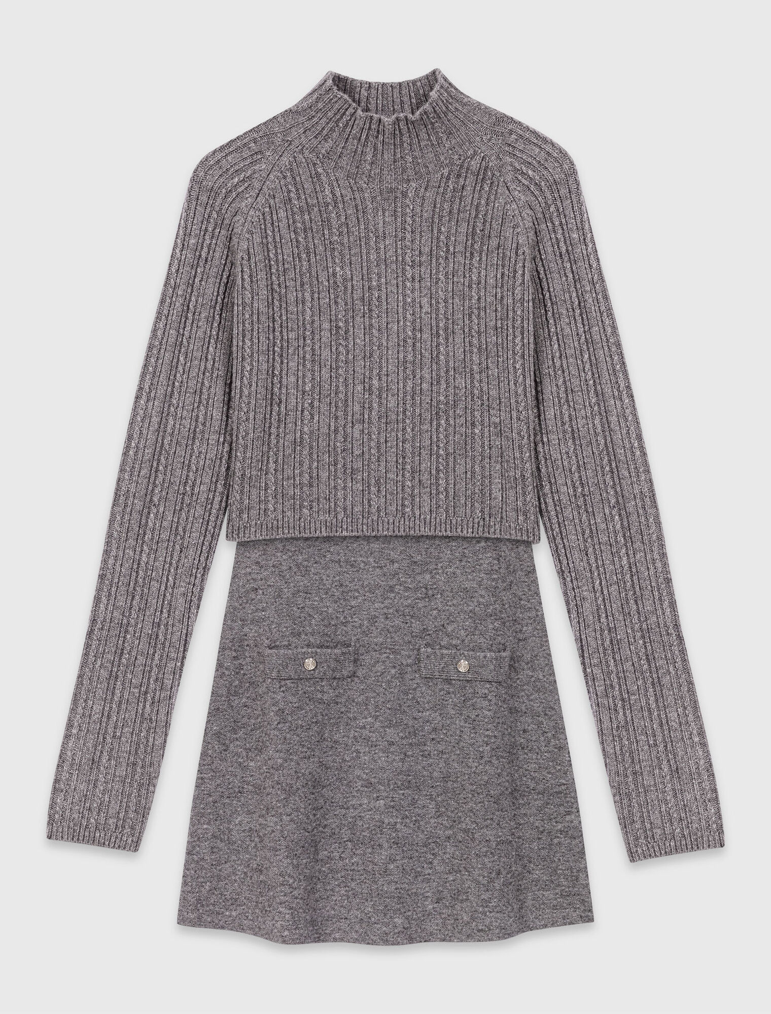 Knit dress with removable jumper