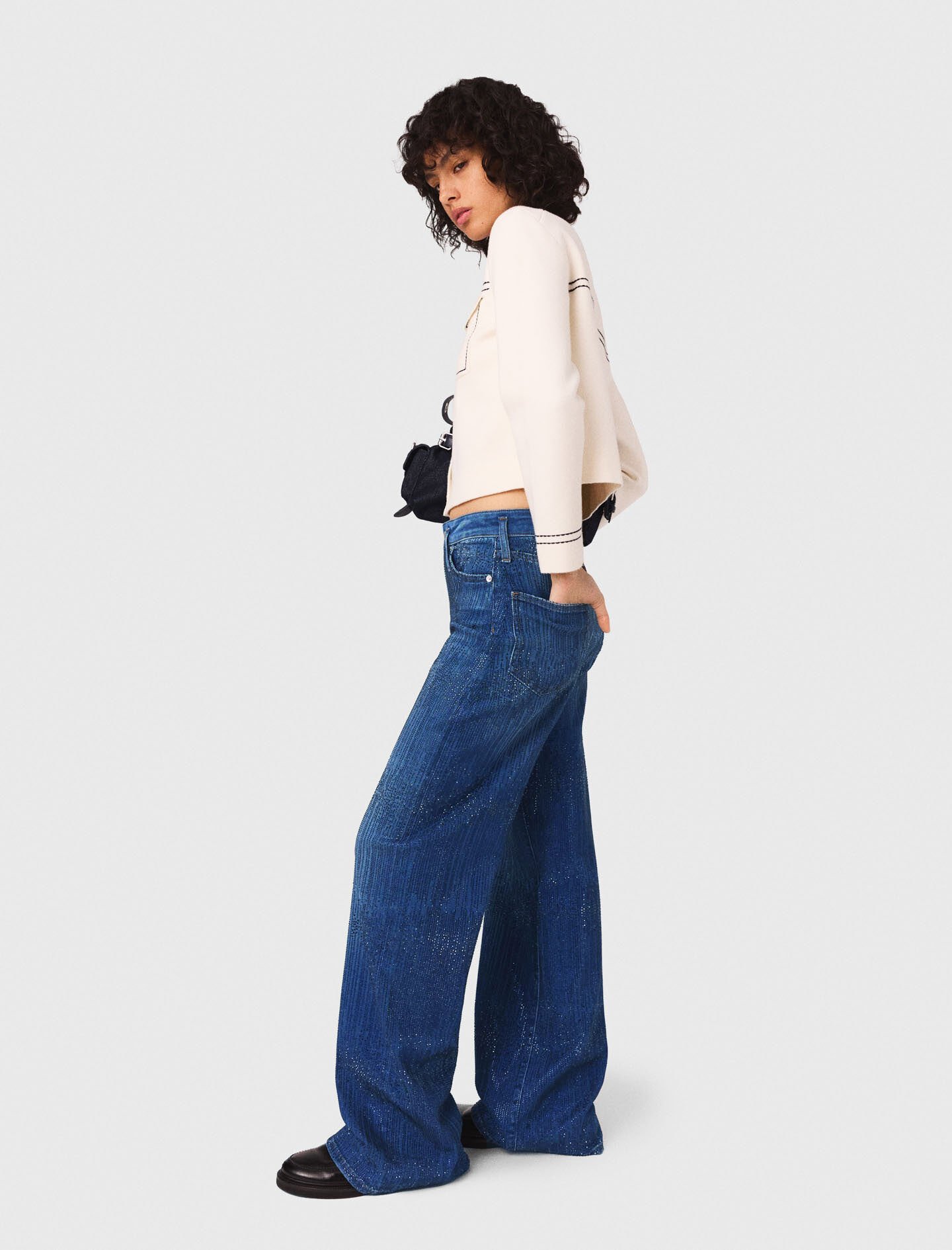 Rhinestone jeans Blue for Women | Maje