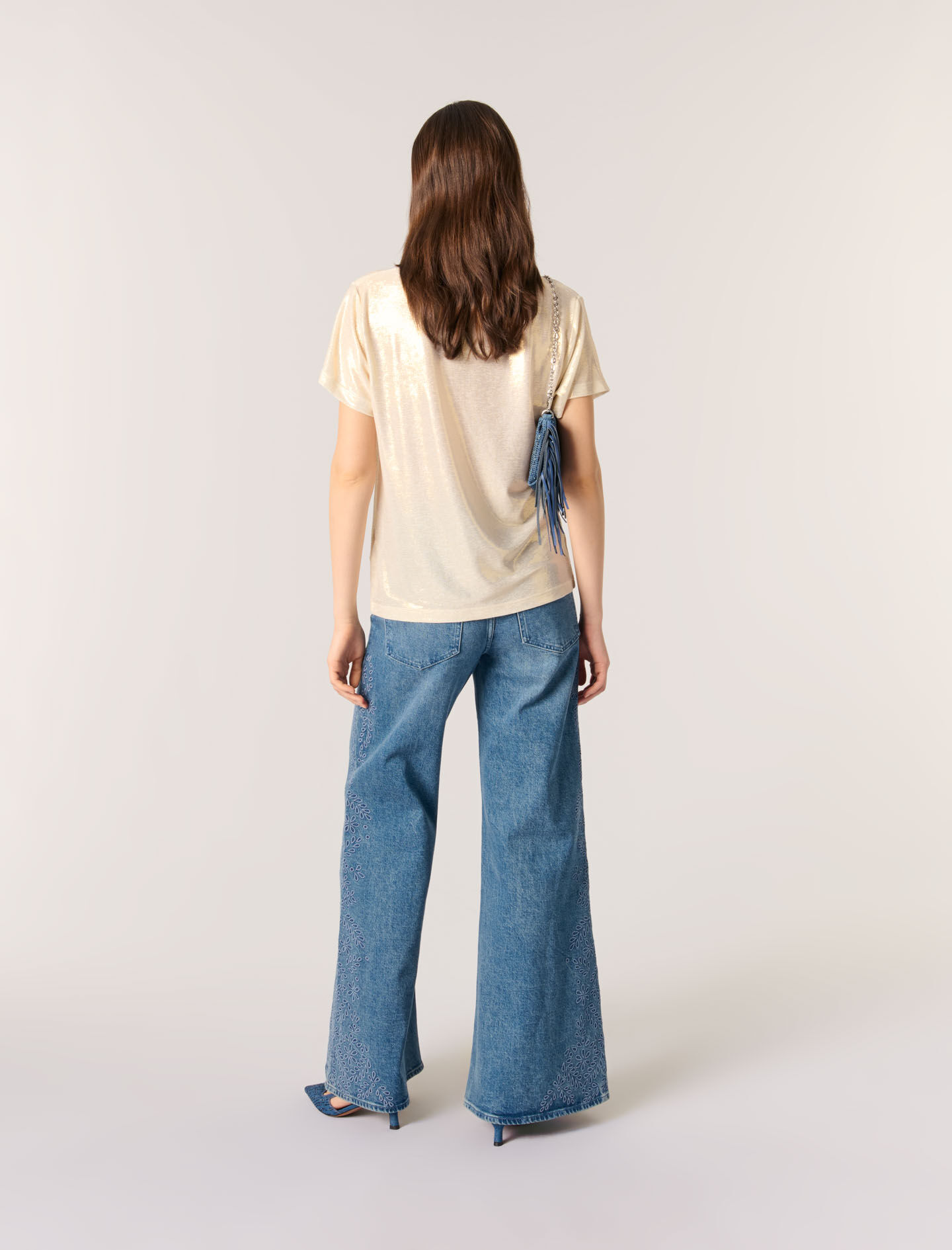 Lamé T-shirt Denim - Jeans for Women | Maje