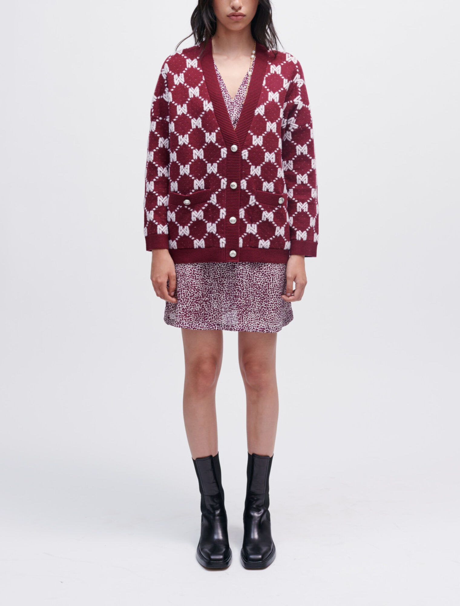 Maje Jacquard knit cardigan