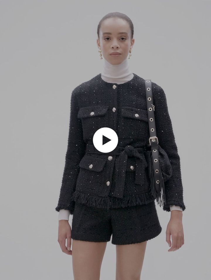 Sequinned tweed jacket