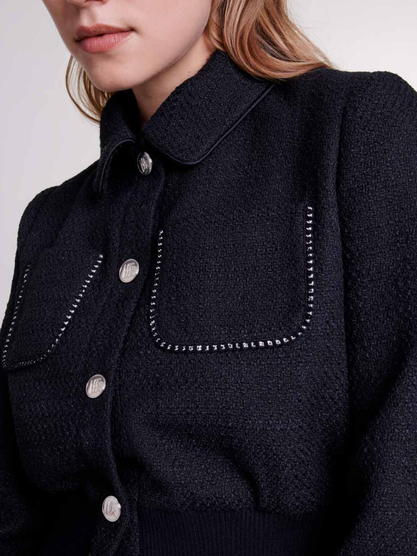 Tweed jacket Black / Gray for Women | Maje