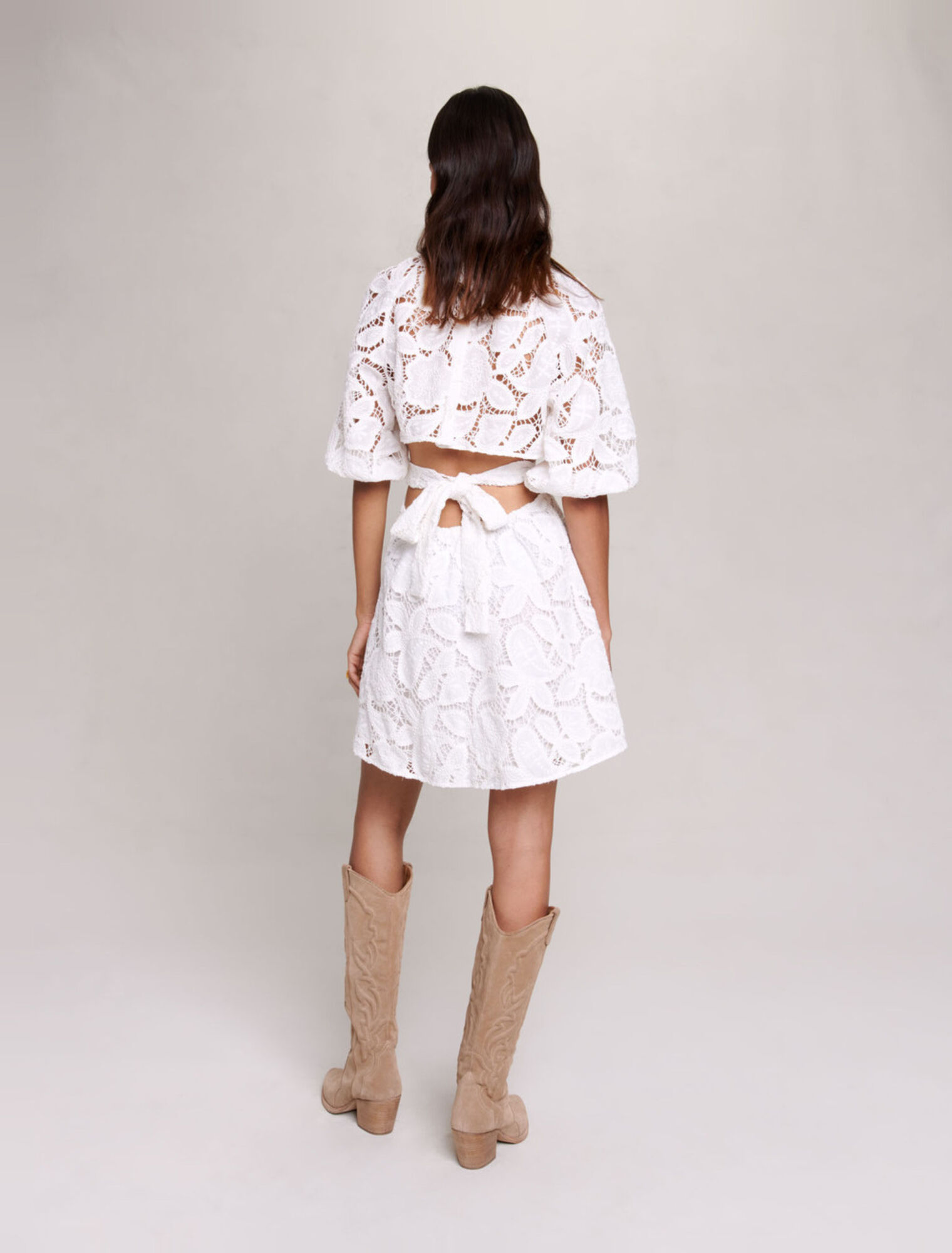 Embroidered cotton short dress