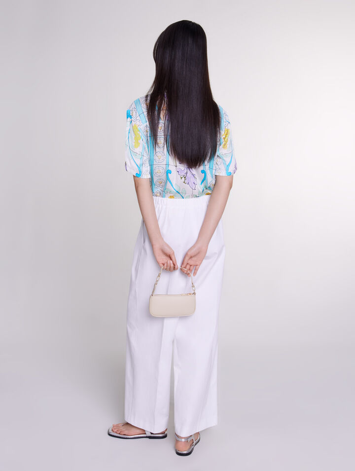 Dual-material print T-shirt