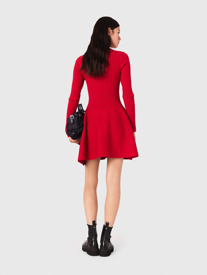Knit dress with flared skirt