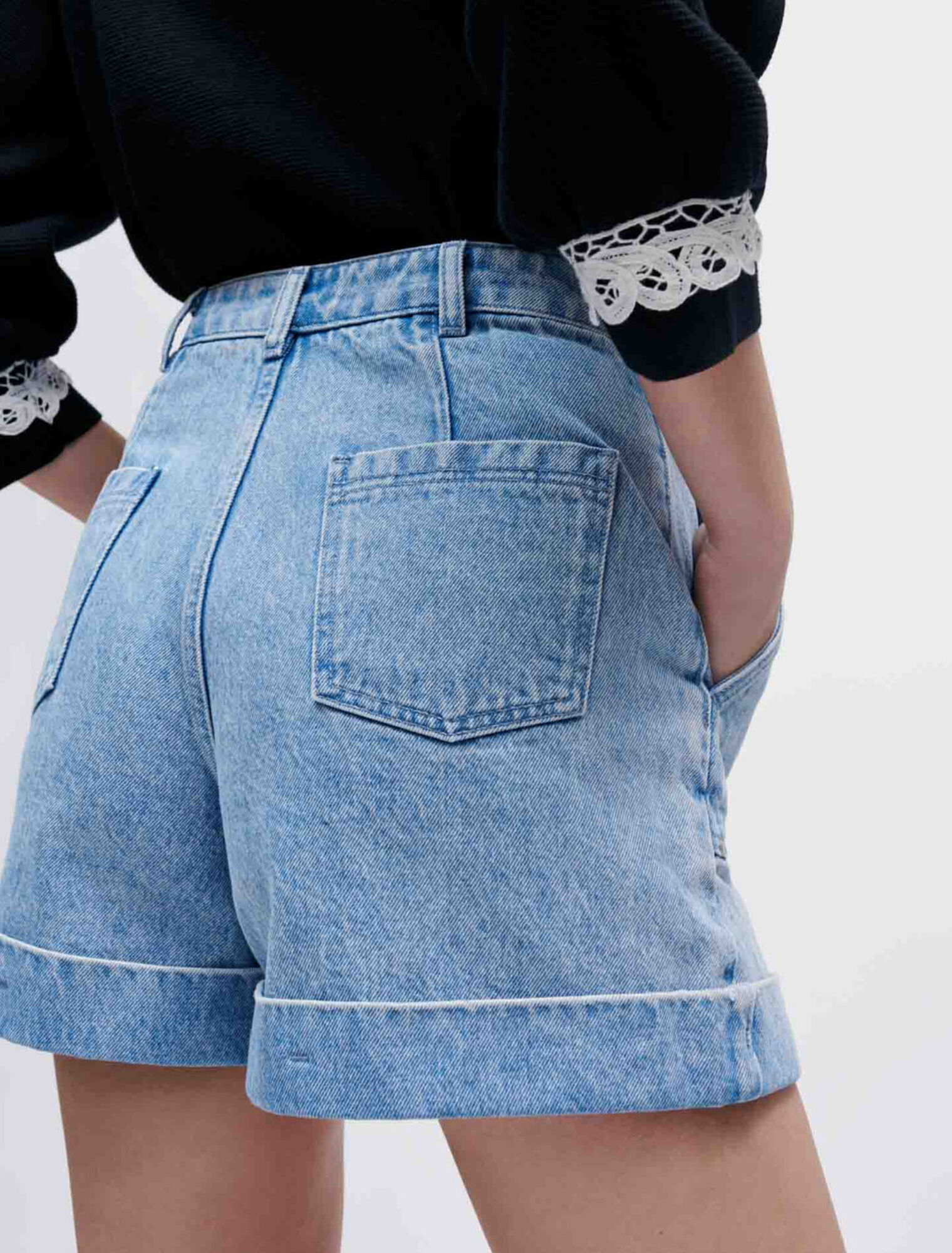 Denim shorts with studs
