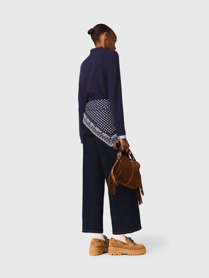 Polo cardigan with removable trims