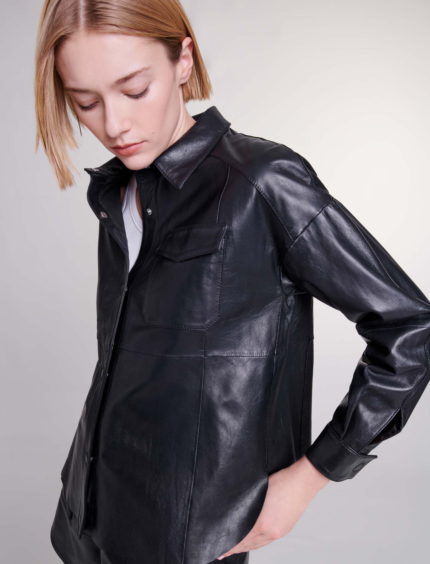 Leather shirt Short sleeves Maje