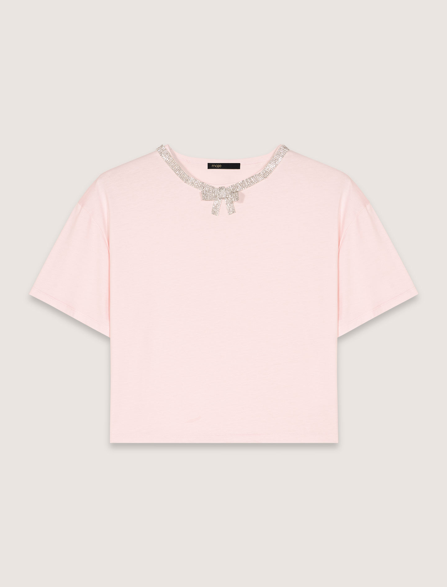 T-shirt with jewellery neck Pink for Women | Maje