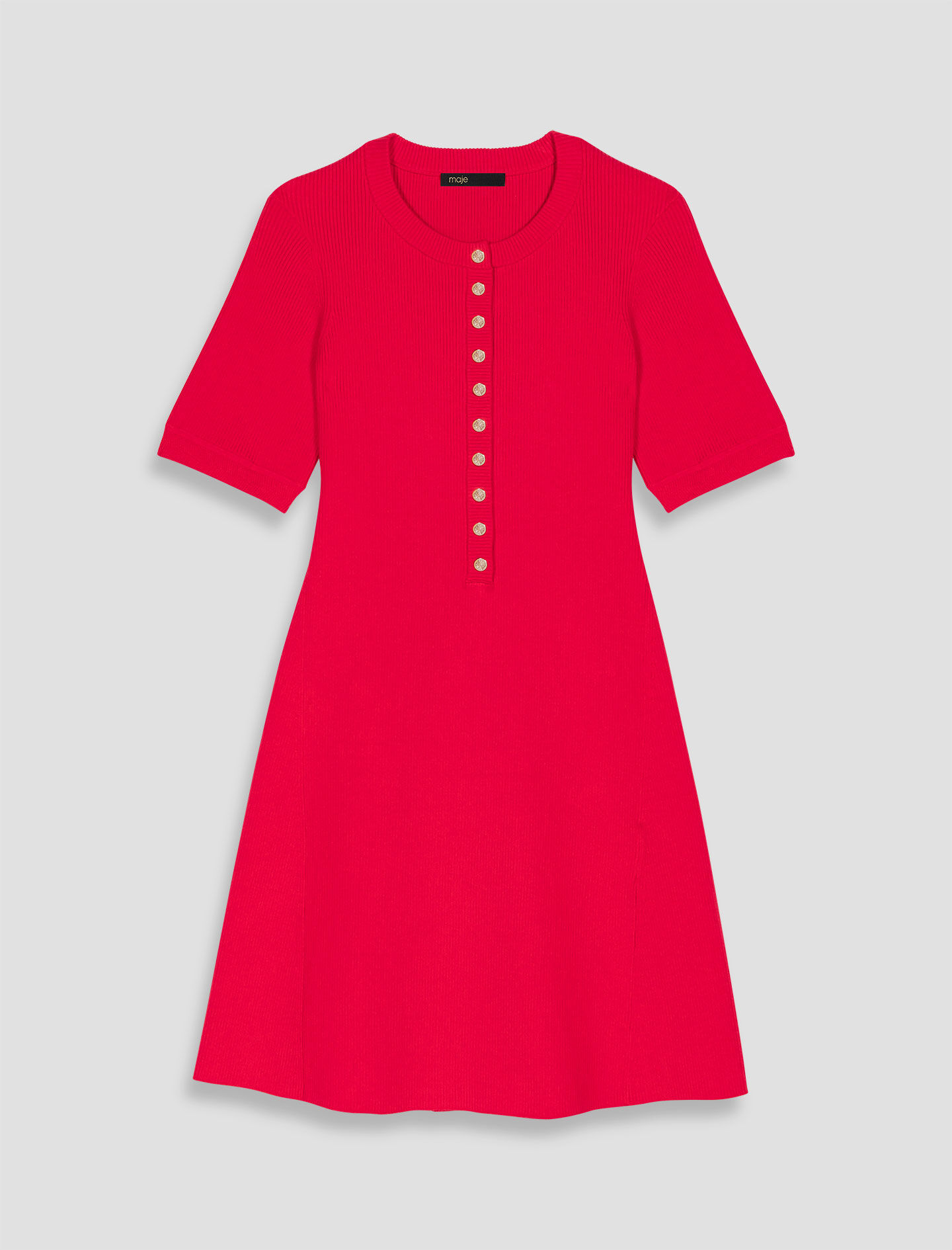 majeページ Short ribbed knit dress Red for Women | Maje