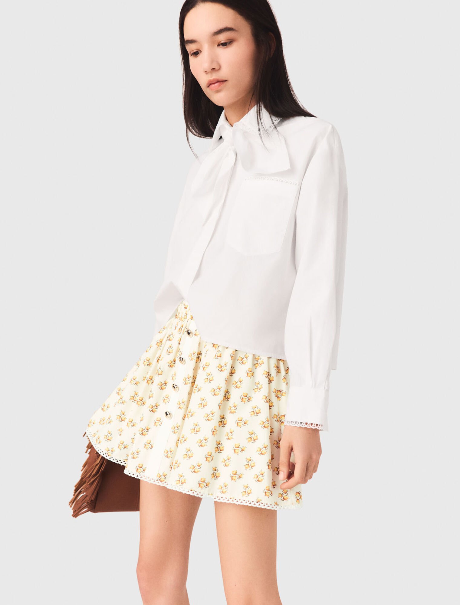 Printed skirt with rickrack trim