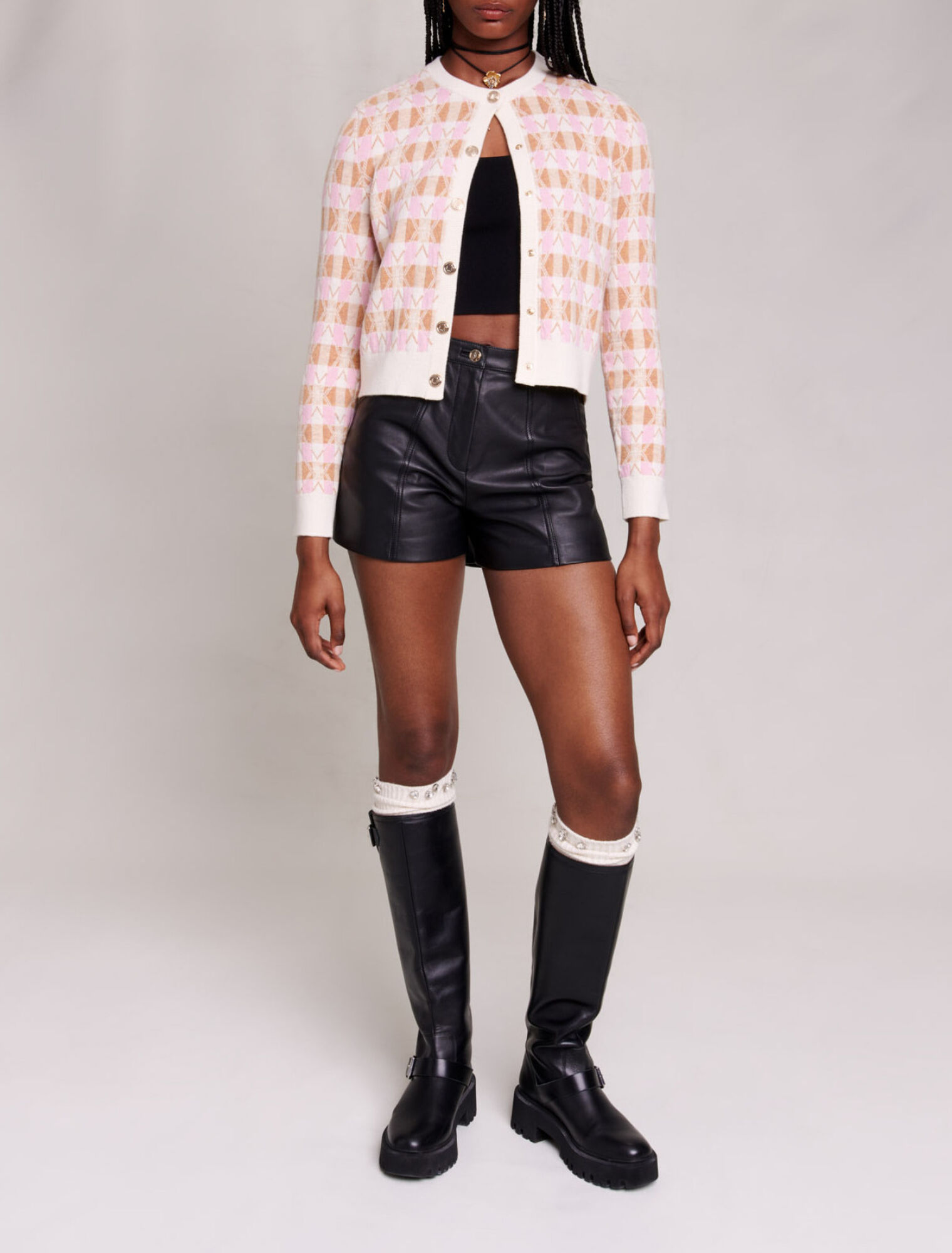 Checked cardigan