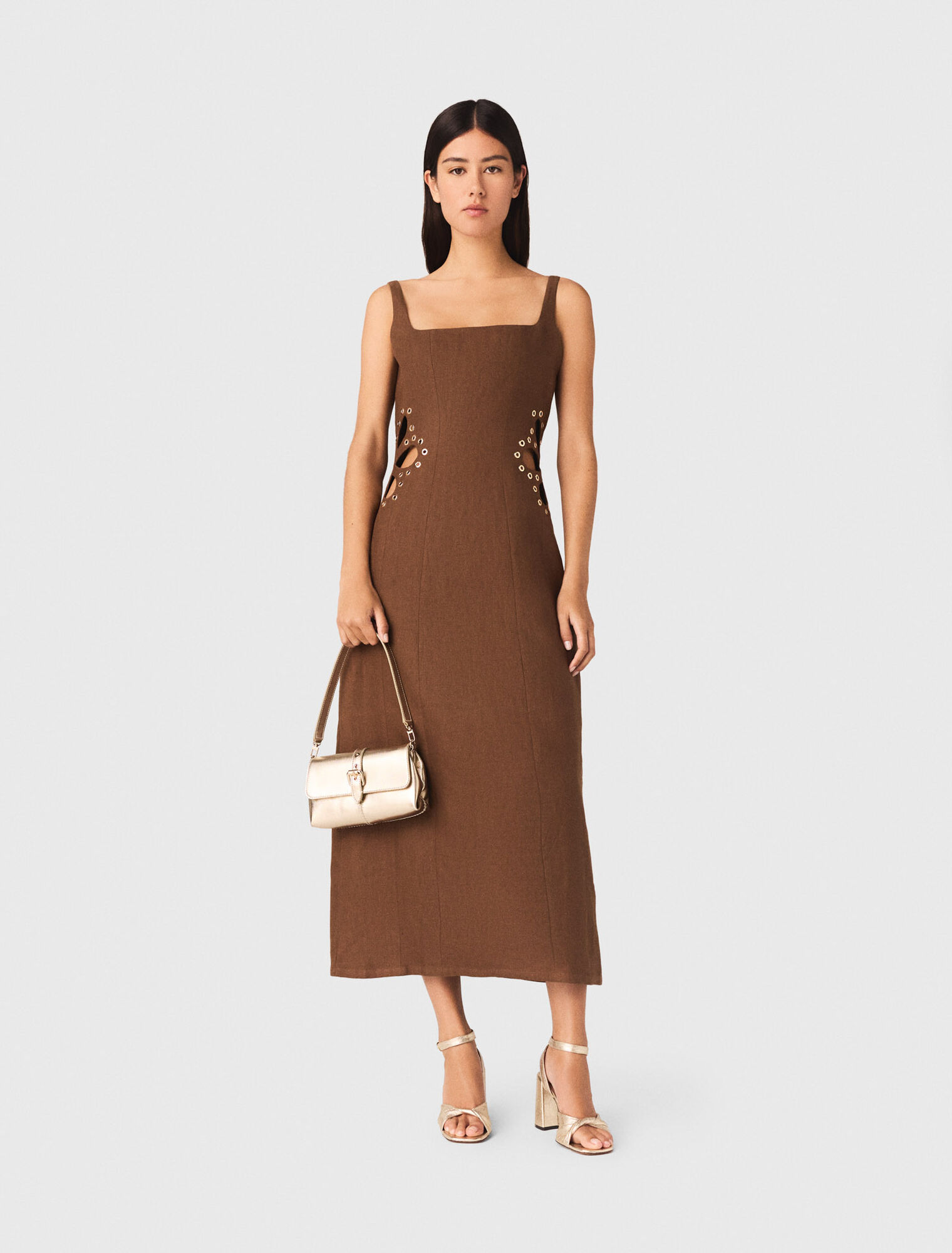 Linen blend maxi dress