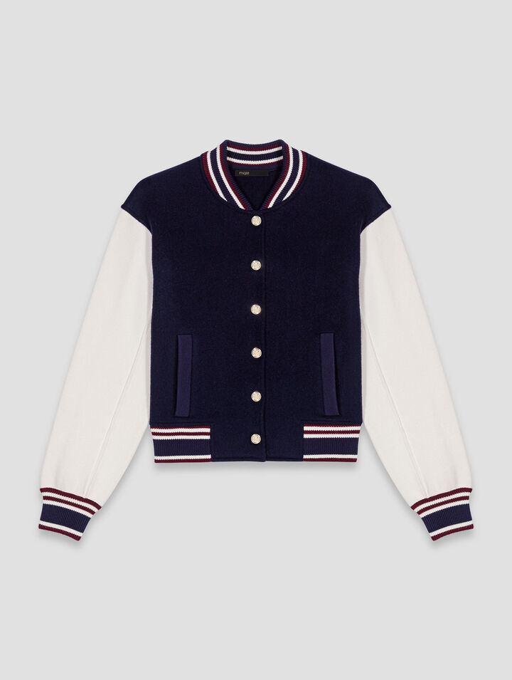 Mixed fabric bomber