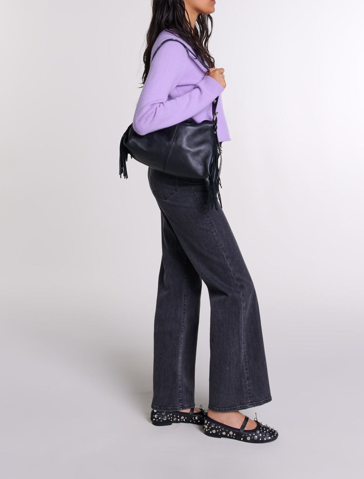 Black belted baggy jeans