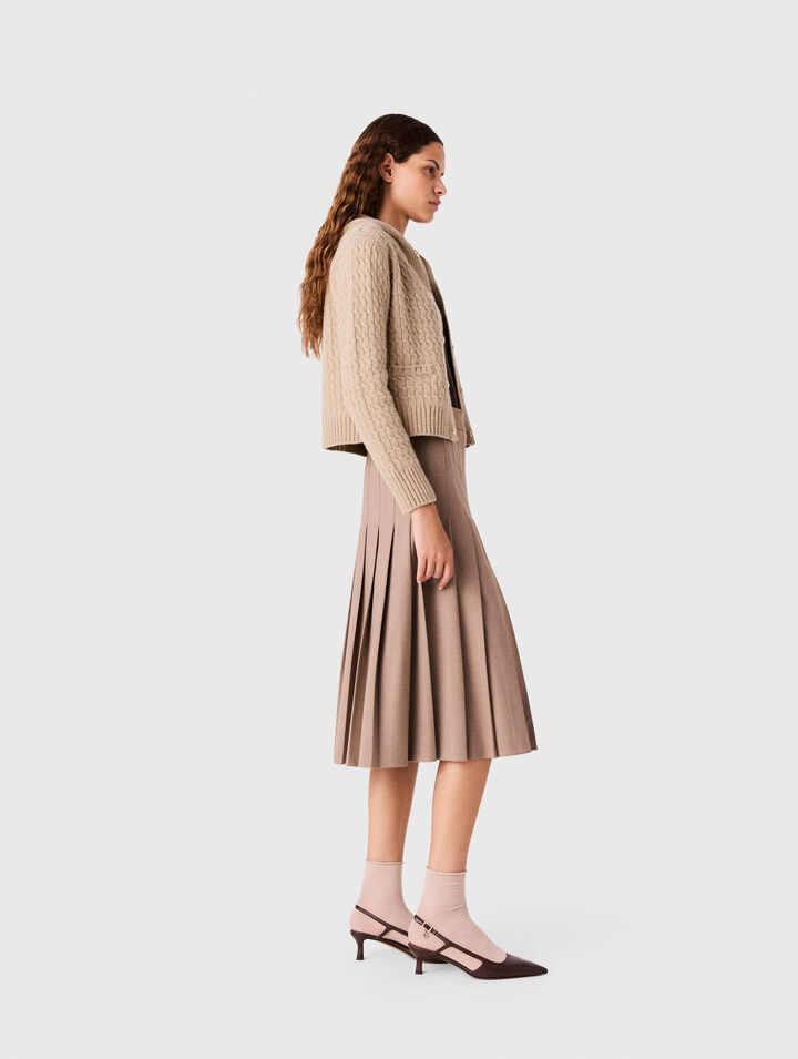 Pleated midi skirt with buckles
