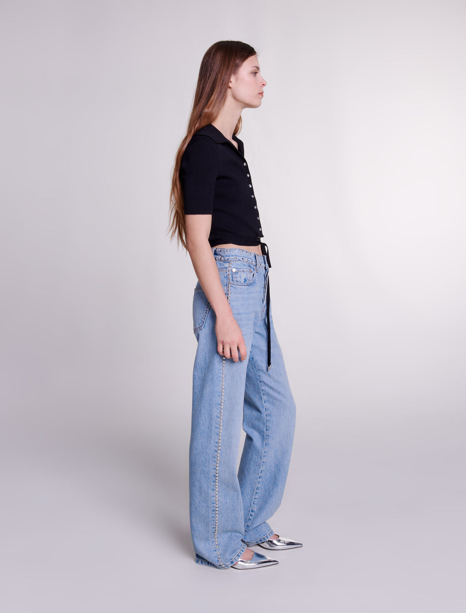Knit crop top with ties