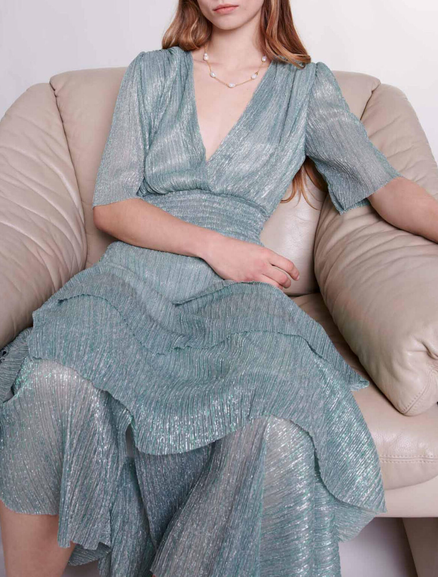 Stretch lurex ruffled dress