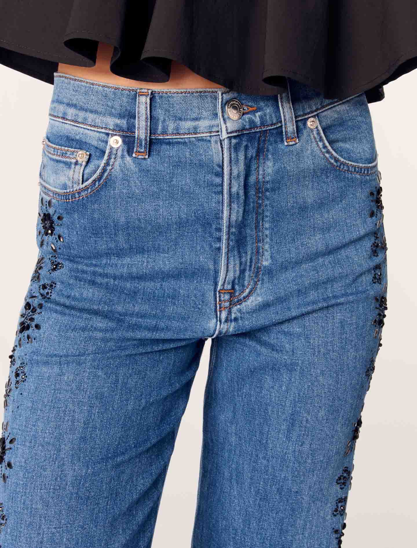 majeページ Embroidered jeans with rhinestones Blue for Women | Maje