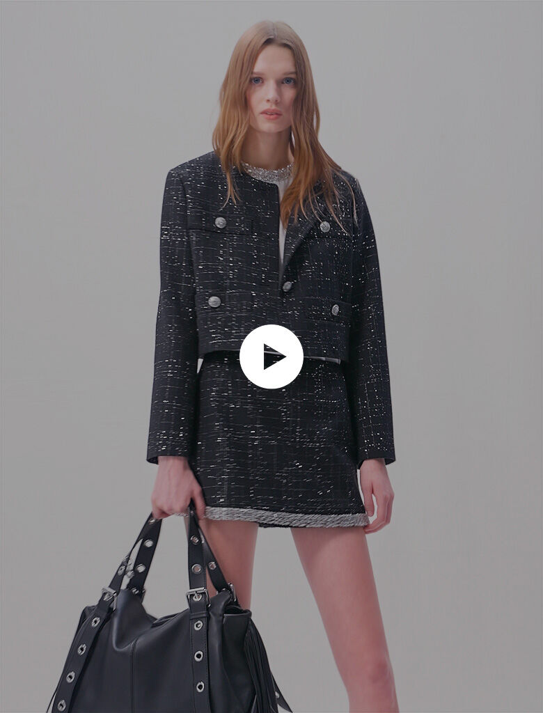 Short tweed jacket Black / Gray - Blazers | Maje