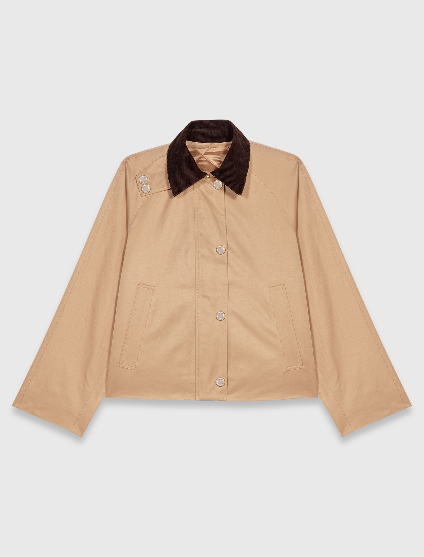 maje ジャケット Trapeze jacket with contrast collar Brown for Women | Maje