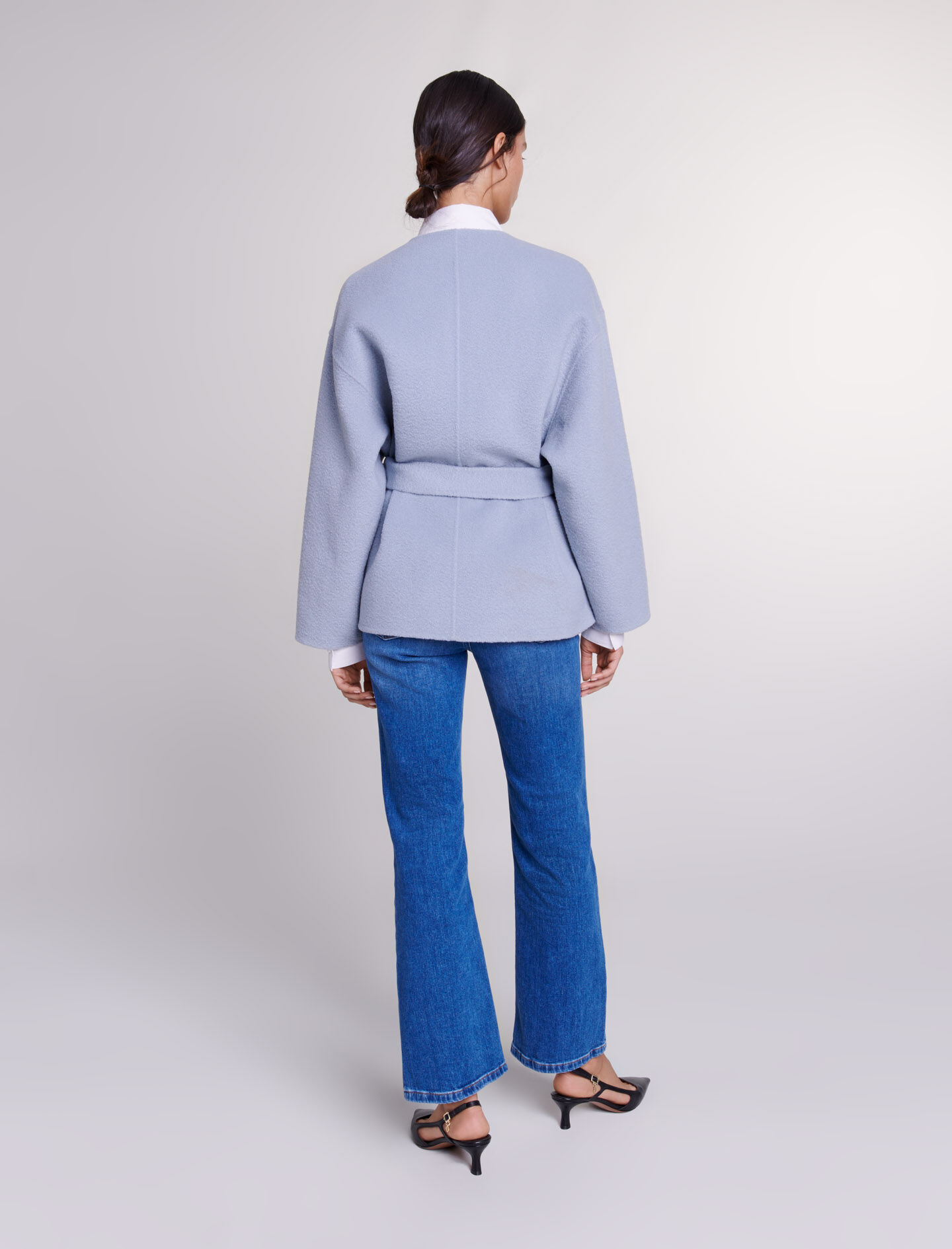 Jil Sander Womens Belted Single Breasted Padded Satin Coat