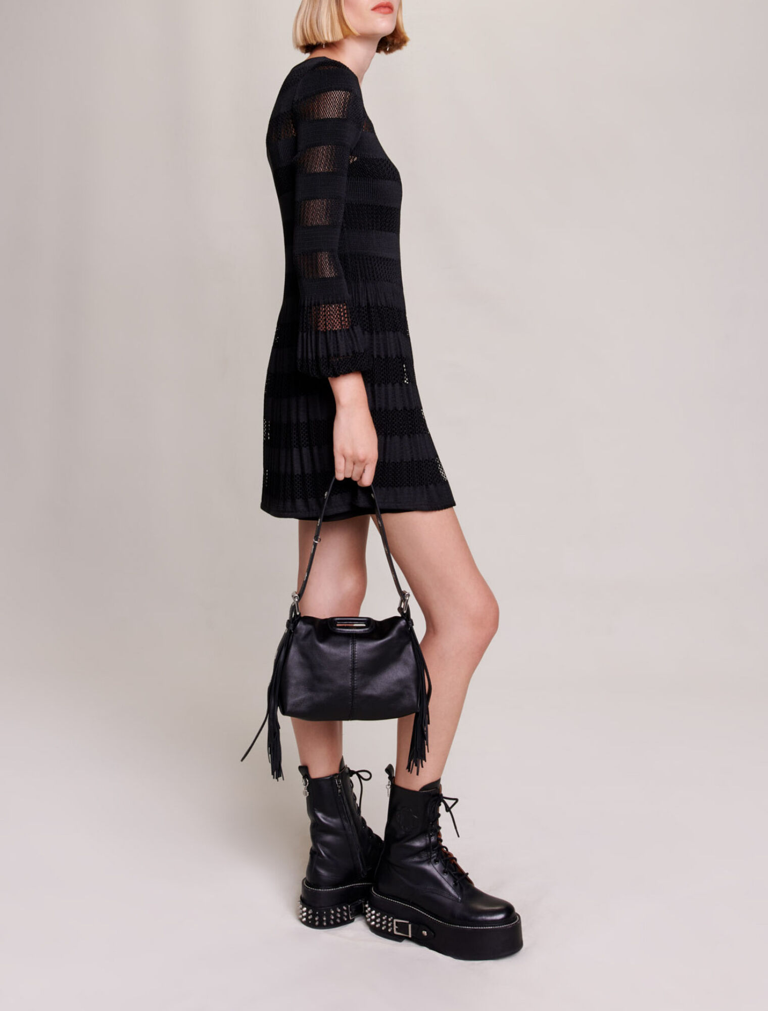 Short openwork knit dress