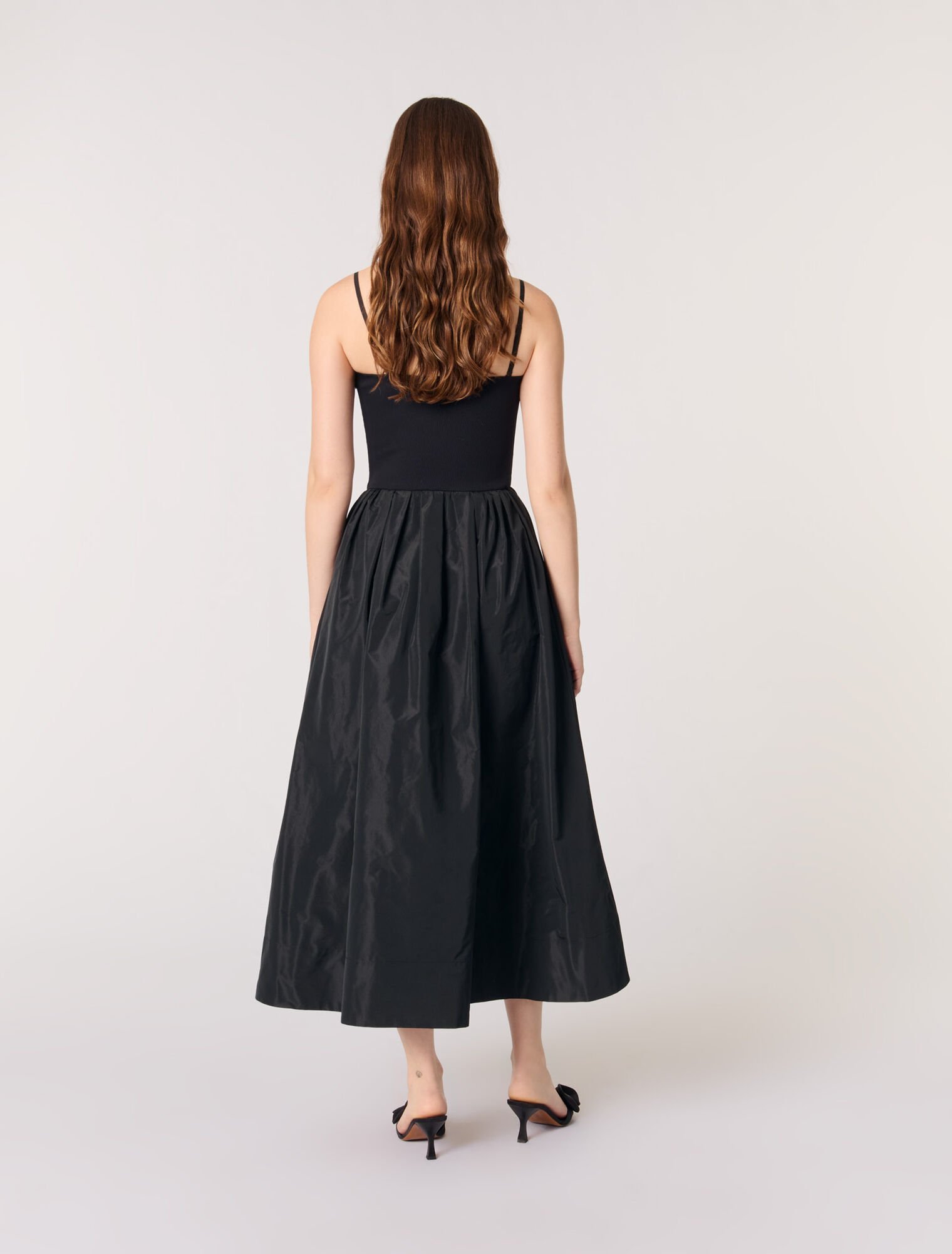 Strapless mesh and taffeta dress