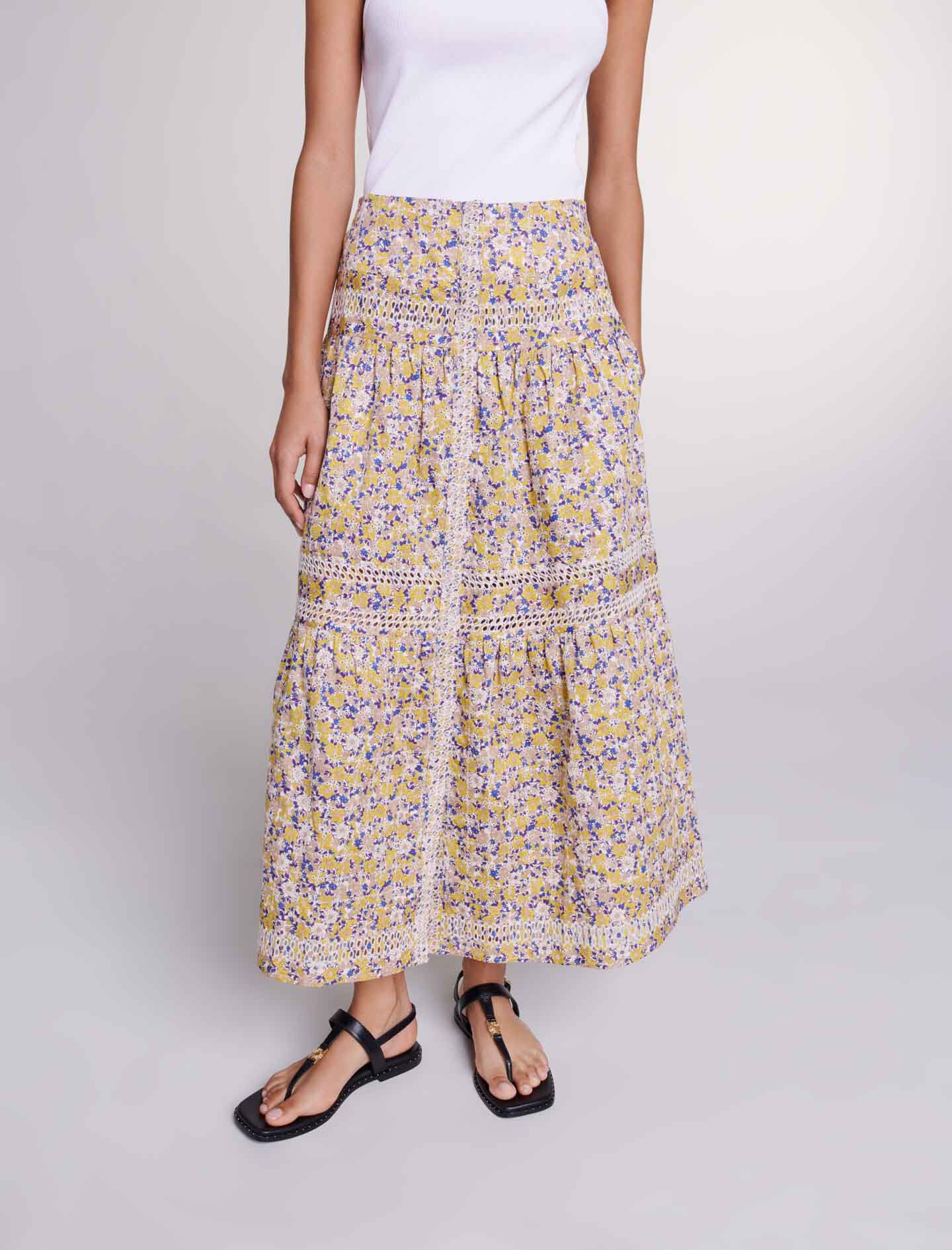 Long floral embroidered skirt - Skirts & Shorts | Maje Long floral embroidered skirt - Skirts & Shorts | Maje