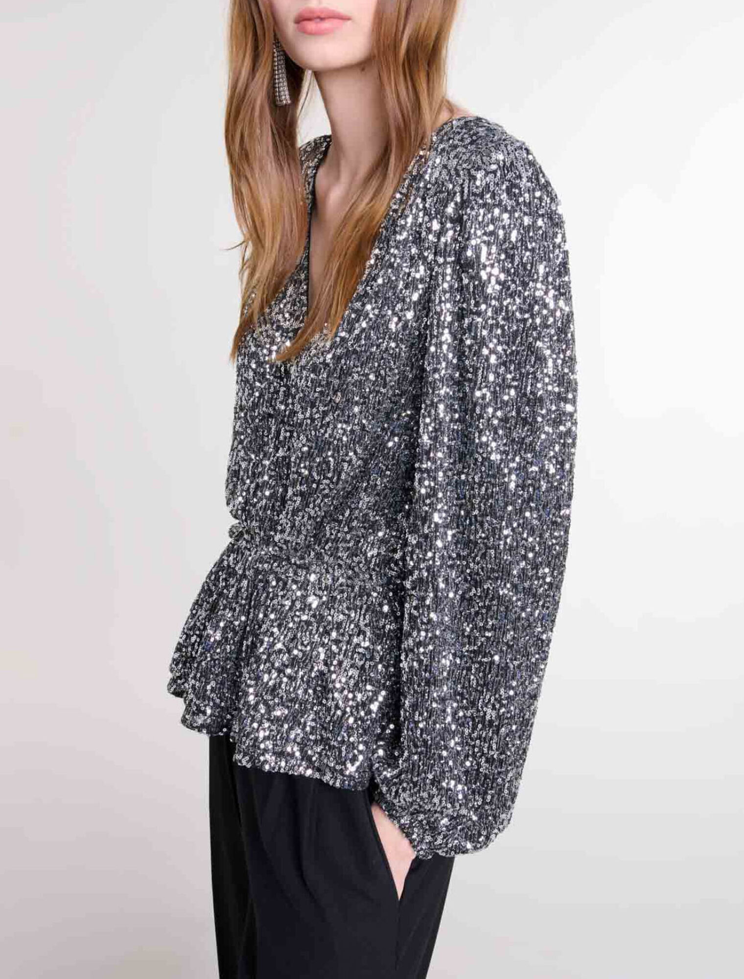 Smocked sequin top