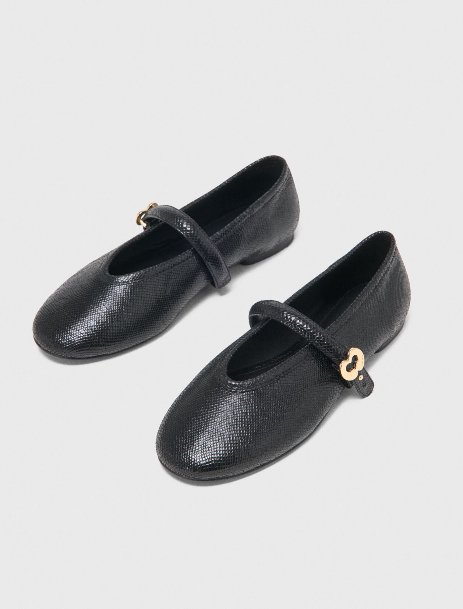 Embossed leather ballet flats