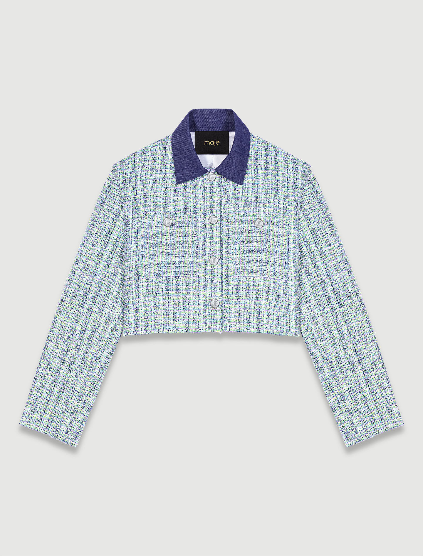 Contrast tweed cropped jacket - Blazers & Jackets | Maje