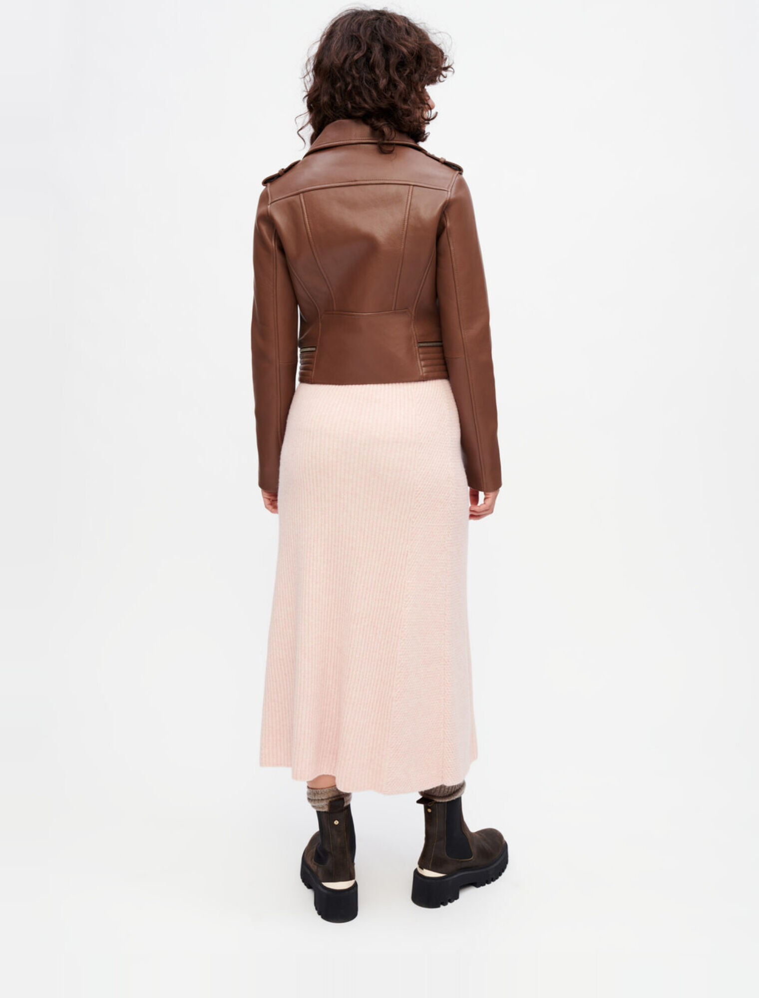 Biker-style jacket in camel leather