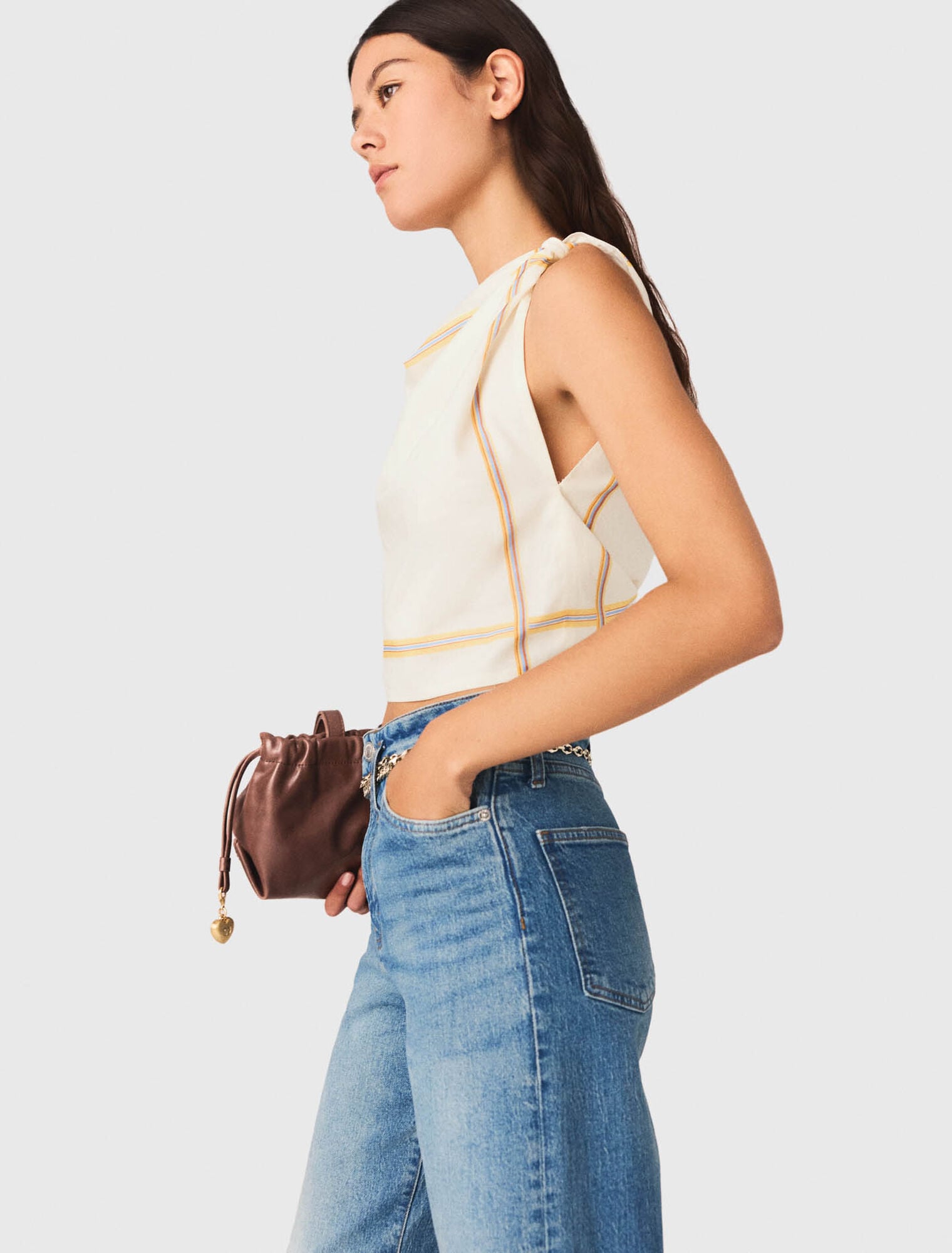Patterned backless crop top