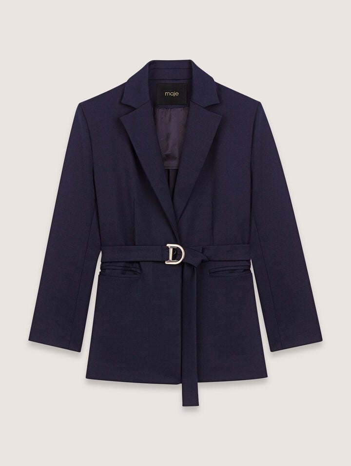 Suit jacket with pleated back