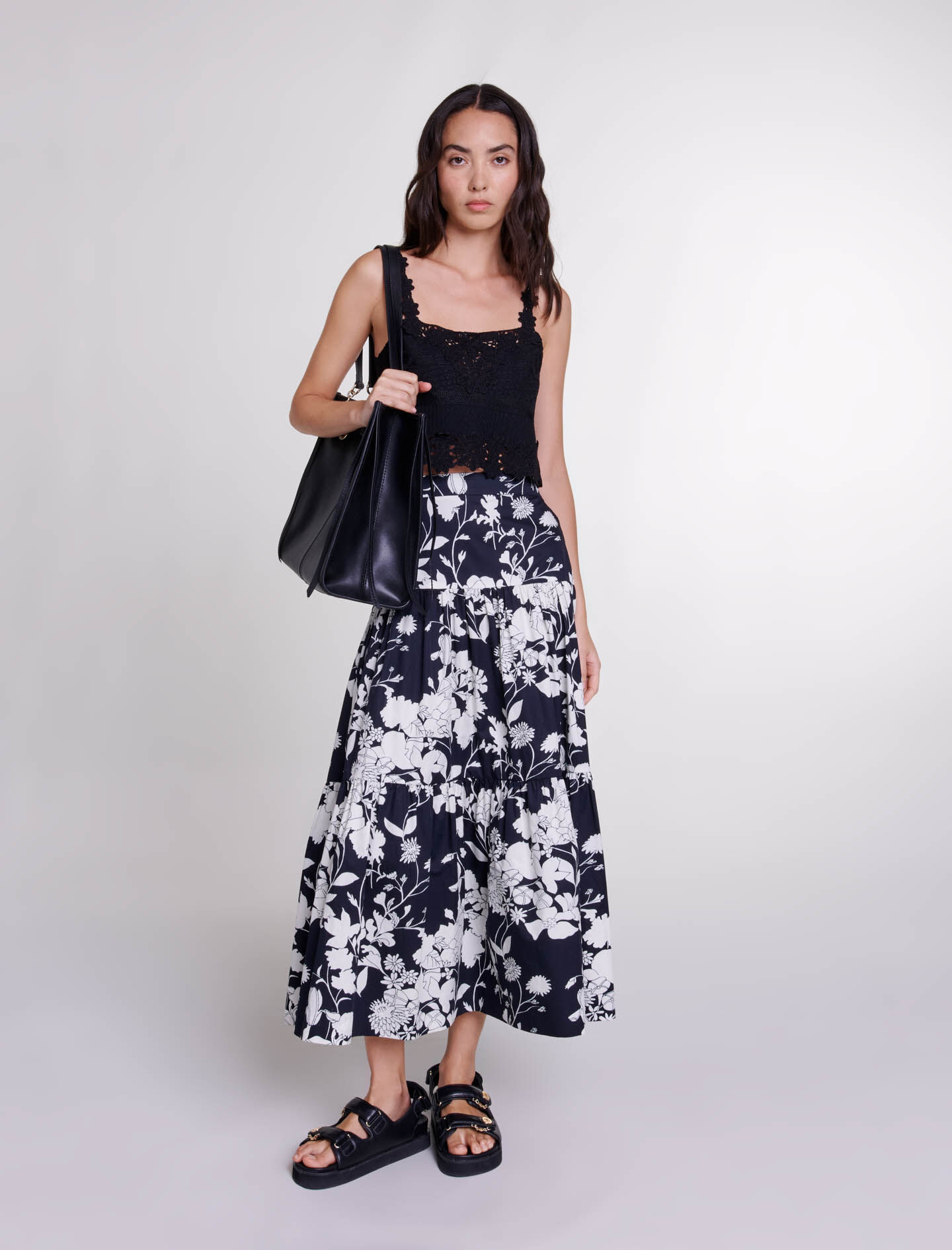 Maje long dress with floral print sale