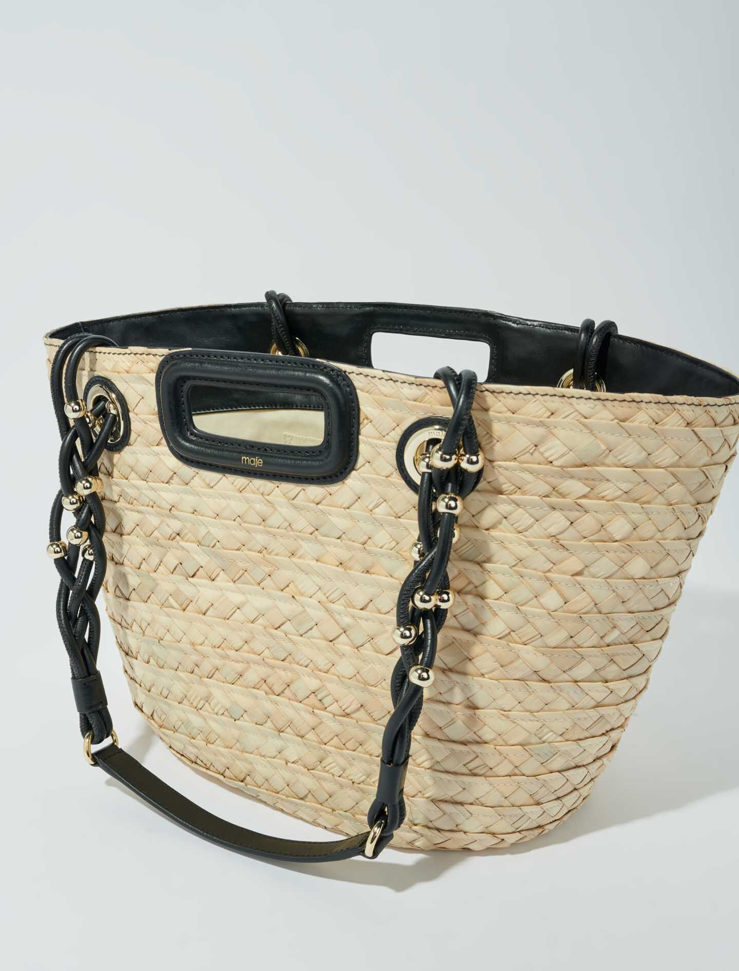 Woven raffia basket bag